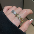18K Gold Plated Copper Zircon Round Coin Open Ring, Fashion OL Geometric Finger Jewelry view 3