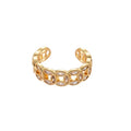 18K Gold Plated Copper Zircon Round Coin Open Ring, Fashion OL Geometric Finger Jewelry view 5