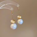 Light Luxury Gold Sequin Faux Pearl Geometric Round Hook Earrings For Women view 1