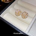 18K Real Gold Plated Alloy Flower Stud Earrings With Silver Pins, Light Luxury Sweet Fashion Jewelry view 3