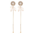 Chic Copper Rhinestone Round Teardrop Tassel Drop Earrings With Silver Pins view 5