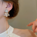 Chic Copper Rhinestone Round Teardrop Tassel Drop Earrings With Silver Pins view 4