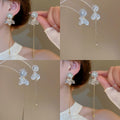 Chic Copper Rhinestone Round Teardrop Tassel Drop Earrings With Silver Pins view 1