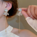 Chic Copper Rhinestone Round Teardrop Tassel Drop Earrings With Silver Pins view 2