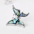 Aqua Silver Tone Butterfly Shell Metal Brooch Pin for Jackets and Lapels view 4