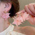 Chic Acrylic Flower Petal C Shape Stud Earrings For Women Light Luxury Sweet Style view 1