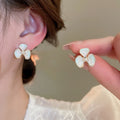 18K Gold Plated Acrylic Colorful Flower Stud Earrings For Women Fashion OL Light Luxury view 4