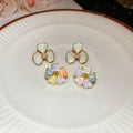 18K Gold Plated Acrylic Colorful Flower Stud Earrings For Women Fashion OL Light Luxury view 3