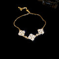 Gold Plated Copper Zircon Gourd Hollow Bangle French Light Luxury Geometric Bracelet For Women view 4