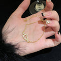 Gold Plated Copper Zircon Gourd Hollow Bangle French Light Luxury Geometric Bracelet For Women view 3