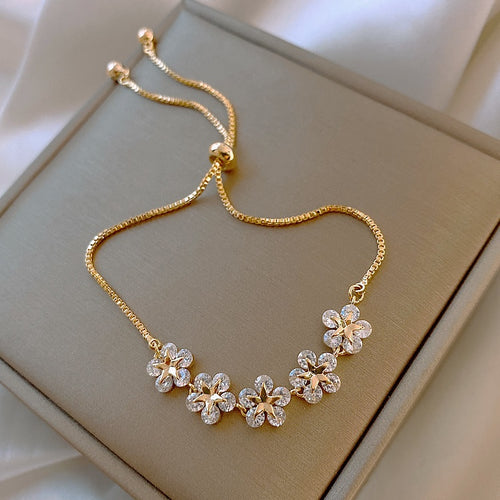 Gold Plated Copper Zircon Gourd Hollow Bangle French Light Luxury Geometric Bracelet For Women