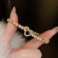 Gold Plated Copper Zircon Gourd Hollow Bangle French Light Luxury Geometric Bracelet For Women view 1