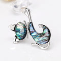 Aqua Silver Tone Shell Shell Metal Brooch Pin 3.6 x 4.6 cm view 3