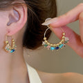 Vintage Bohemian Copper Irregular Crushed Stone Hoop Earrings For Women Ethnic Light Luxury Jewelry view 4
