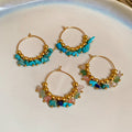 Vintage Bohemian Copper Irregular Crushed Stone Hoop Earrings For Women Ethnic Light Luxury Jewelry view 2