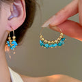 Vintage Bohemian Copper Irregular Crushed Stone Hoop Earrings For Women Ethnic Light Luxury Jewelry view 3