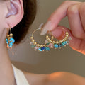 Vintage Bohemian Copper Irregular Crushed Stone Hoop Earrings For Women Ethnic Light Luxury Jewelry view 1