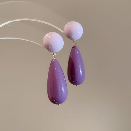 Chic Acrylic Teardrop Stud Earrings With Silver Pins, Vintage Light Luxury Women's Jewelry