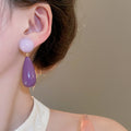 Chic Acrylic Teardrop Stud Earrings With Silver Pins, Vintage Light Luxury Women's Jewelry view 4