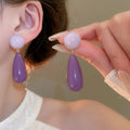 Chic Acrylic Teardrop Stud Earrings With Silver Pins, Vintage Light Luxury Women's Jewelry view 2