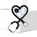 Alloy Rhinestone Heart Stethoscope Brooch Pin For Women's Apparel view 4