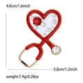 Alloy Rhinestone Heart Stethoscope Brooch Pin For Women's Apparel view 6