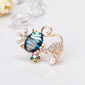 Aqua Gold Tone Shell Crystal Shell Metal Brooch Pin view 4