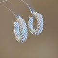 Korean Japanese Faux Pearl Rhinestone Round Hoop Earrings Sweet Elegant Light Luxury Designer Style view 2