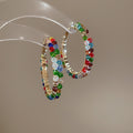 2026 New Colorful Crystal Round Hoop Earrings With Silver Pins Retro Niche Design For Women view 3