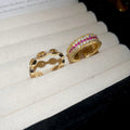 18K Gold Plated Copper Zircon Hollow Open Geometric Circle Ring For Women view 2