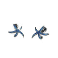 Korean Style Blue Zircon Starfish Stud Earrings Copper Elegant Fashion Designer Jewelry view 5