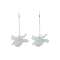 Sweet Fabric Flower Pearl Tassel Drop Earrings Beach Vacation Ear Hook Jewelry For Women view 5