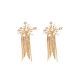 Natural Zircon Firework Flower Tassel Pearl Drop Earrings Vintage Light Luxury Silver Needle Stud Style view 5