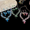 Copper Zircon Square Teardrop Necklace Earrings Jewelry Set Light Luxury Clavicle Chain view 3
