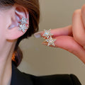 Light Luxury Copper Zircon Star Clip-on Earrings Minimalist No-Piercing Ear Cuff Jewelry for Women view 1