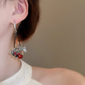 Zircon Glass Bead Tassel Drop Earrings Vintage Chic Geometric Round Ear Hook Jewelry view 3