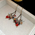 Zircon Glass Bead Tassel Drop Earrings Vintage Chic Geometric Round Ear Hook Jewelry view 2