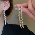 Copper Zircon Irregular Tassel Light Luxury Jewelry Set With Necklace Bracelet And Earrings view 4