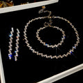 Copper Zircon Irregular Tassel Light Luxury Jewelry Set With Necklace Bracelet And Earrings view 3