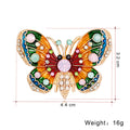 Red Gold Tone Butterfly Crystal Enamel Metal Brooch Pin view 2