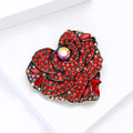 Alloy Rhinestone Rose Heart Brooch For Elegant Suit Lapel Decoration view 4