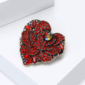Alloy Rhinestone Rose Heart Brooch For Elegant Suit Lapel Decoration view 3