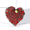 Alloy Rhinestone Rose Heart Brooch For Elegant Suit Lapel Decoration view 2