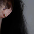 Minimalist Olive Green Mini Stud Earrings For Women Daily Commuter Versatile Ear Jewelry view 3