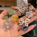 Handmade Artificial Crystal Beaded Flower Ring For Women Fresh Sweet Minimalist Fashion Jewelry view 1