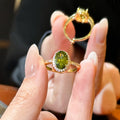 18K Gold Plated Copper Oval Zircon Open Ring For Women Light Luxury Geometric Jewelry view 4