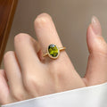 18K Gold Plated Copper Oval Zircon Open Ring For Women Light Luxury Geometric Jewelry view 3