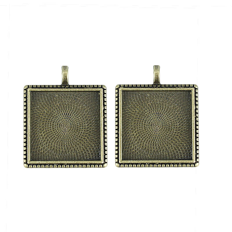 25mm Square Cabochon Tray Pendant Base