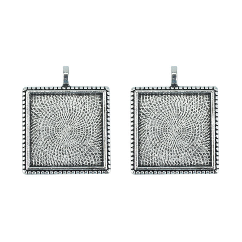 25mm Square Cabochon Tray Pendant Base