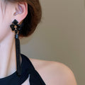 Alloy Rhinestone Irregular Geometric Tassel Drop Earrings With Silver Pins For Niche Fashion Style view 3